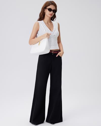 Image of SUUKSESS Women Built in Bra V Neck Tank Tops Double Lined Summer Going Out Camisole Tops