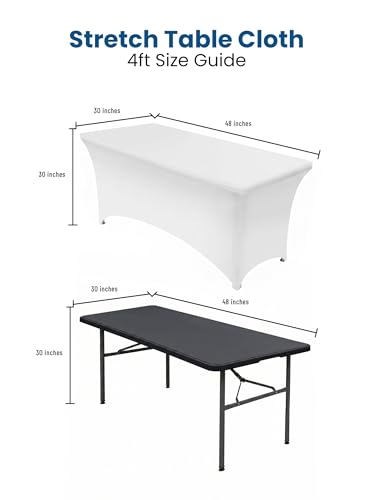 Image of Utopia Kitchen Spandex Tablecloth 2 Pack [4FT, White] Tight, Fitted, Washable and Wrinkle Resistant Stretch Table Cloth Rectangle Cover for Trade Show, Weddings & Parties [48Lx30Wx30H Inch]