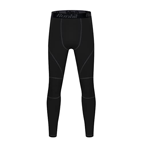 Runhit Boys Compression Leggings,Athletic Tights Basketball Compression Pants,Youth Boys Base Layer Pants Sports Legging Black L #TOP1