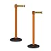 Montour Line MS630 Set of 2 Retractable Belt Barrier Stanchion, Sloped Base, Orange Post (13 ft Yellow with"Out of Service" Black Letters Belt)
