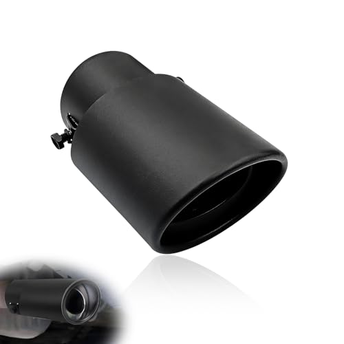 Stainless Steel Car Exhaust Tip 2.5 Inlet 3.3 Outlet Steel Exhaust Tips Universal Car Exhaust Pipe Modification Tail Throat Tail Pipe Fit for Most Cars (Straight Black)