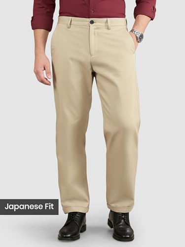 Image of Beyoung Men's Japanese Pants | Slouchy Fit 4 Pocket Classic Trousers for Men | Lightweight & Wrinkle-Resistant Formal Wear