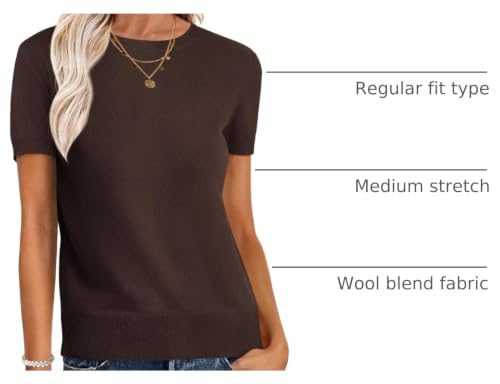 Image of ANRABESS Womens Short Sleeve Sweaters Wool Blend Crew Neck Sweater Shirts Business Casual Work Tops 2026 Summer Outfits