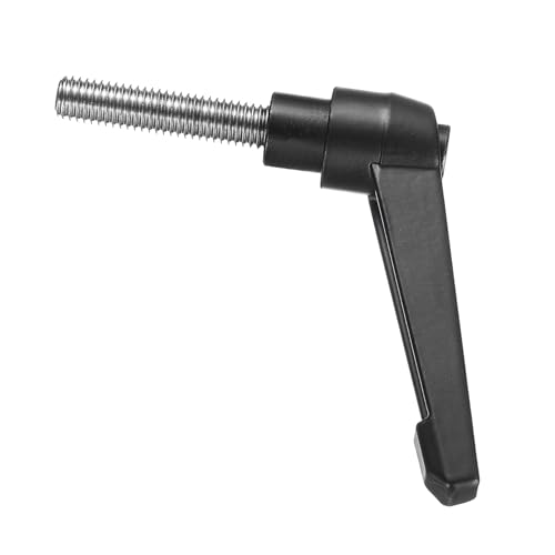 Image of uxcell Adjustable Clamping Lever Handle M8 x 35mm Metric 304 Stainless Steel Male Threaded Stud Hand Knobs Push Button Ratchet Rotating Screw Handles Bolts with Locking Lever Black