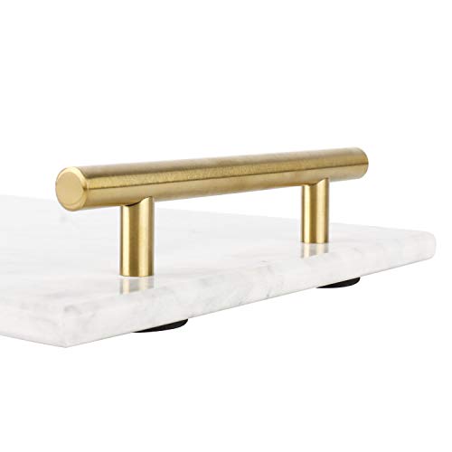 Highfree Marble Stone Decorative Tray, Handmade Nightstand Tray With Copper-Color Metal Handles For Counter, Vanity, Dresser, Nightstand And Desk (White) #TOP7