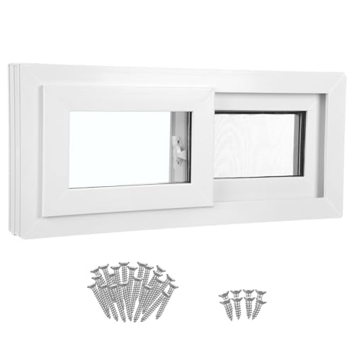 Tandefio 32'' x 14'' Insulated Vinyl Basement Window Insulated Glazing Window with Tempered Glass...