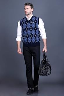 Woolen V Neck Sleeveless Half Sweater for Man Winter Pullover