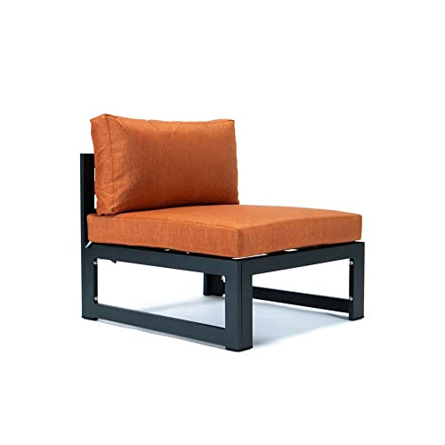 Leisuremod Chelsea Outdoor Patio 6-Piece Conversation Set Aluminum Ottomans Sectional With Coffee Table & Cushions (Orange) #TOP4
