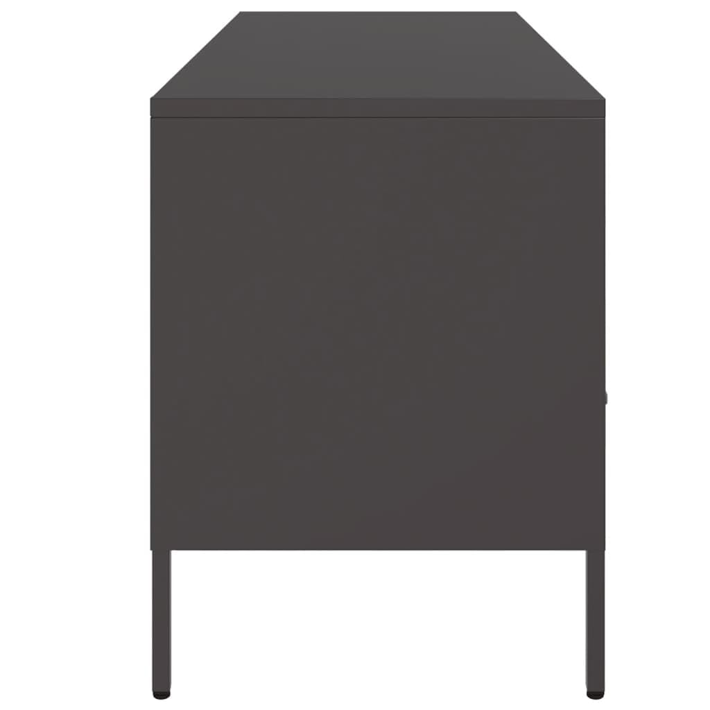 Genérico Mueble TV Negro 100,5x39x50,5 cm Acero | Estilo industrial, 4 patas ajustables, almacenamiento para revistas y DVD, montaje en pared incluido