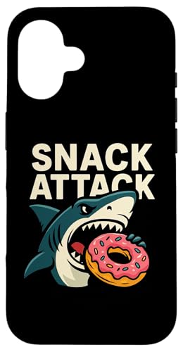 Snack Attack Shark �ʔ����H�ו� ���[���A�O���t�B�b�N �X�}�z�P�[�X iPhone 16 �p