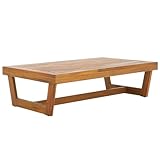 SAFAVIEH Outdoor - Lynn Coffee Table - Natural - Solid Wood - Modern Slatted Design - Ideal for Patio, Deck, Porch, Backyard, 39.4' W x 24.4' D x 11.2' H (PAT7330A)
