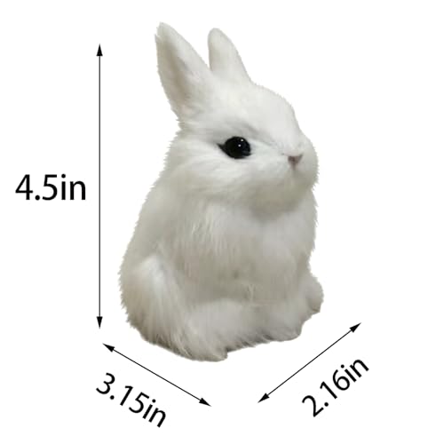 Realistic Mini Rabbit Statues – 4pcs,Fluffy Faux Fur Bunny Ornaments for... - Image 3