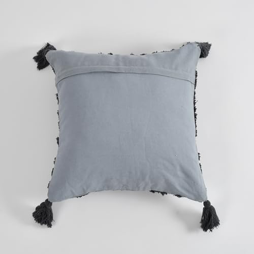 Image of TIB Premium Boho Decorative Throw Cushion Covers, 16 x 16 cm, Set of 2, Cotton. (Grey Waves)