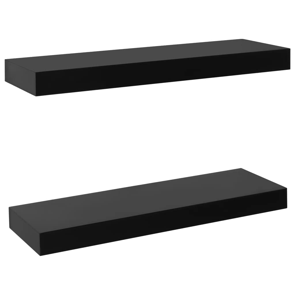 vidaXL 2X Schweberegal Freischwebend Wandboard Wandregal Hängeregal Bücherregal Regalbrett CD DVD Regal Deko Schwarz 40x20x3,8cm MDF