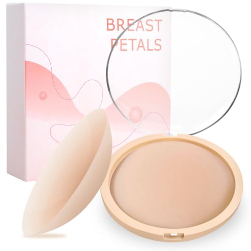 Fanceasily Nipple Covers for Women - Reusable Sticky Pasties Nipple Covers Waterproof Silicone Nipple Cover with Travel Case Crme
