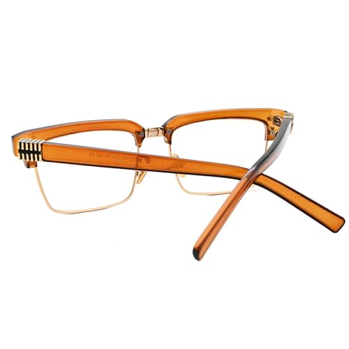 Image of Semi Rimless Rectangle Blue Light Glasses Men Women Black Square Eyewear