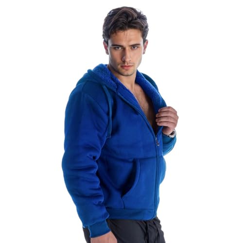 Image of LeeHanTon Sherpa Lined Hoodies for Men Heavyweight Full Zip Up Sweatshirt Thick Fleece Winter Warm Work Jackets Plus Size