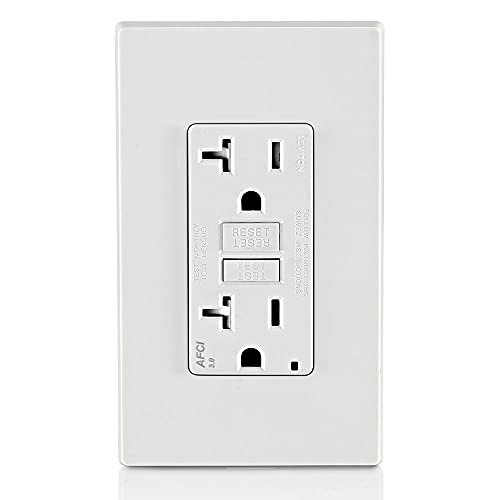 Image of Leviton AFCI Outlet, 20 Amp, Self Test, Tamper-Resistant with LED Indicator Light, Protection from Electrical Fires, AFTR2-W, White