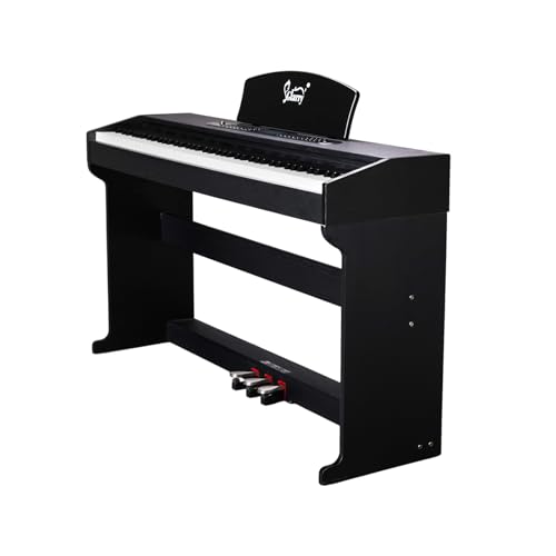 Glarry Digital Piano 88 Weighted Keys, 88 Key Keyboard Fully Weighted for Beginner, Full Size Electric Keyboard Piano with USB/MIDI, Record, LCD, 3 Pedals, Dual Stereo Speakers, Upright Stand (Black)