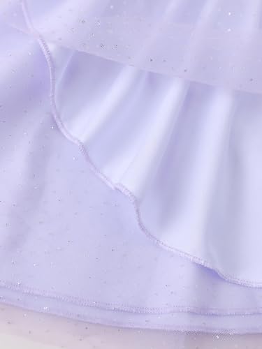 Image of Disney Frozen Elsa Princess Stitch Minnie Girls Ballet Leotards Ruffle Sleeve Shiny Leotard Dance Dress Ballerina Outfit 2-9Y