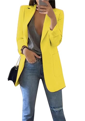 ZICUE Donna Casual Blazers Tasche Manica Lunga Aperto Davanti Lavoro