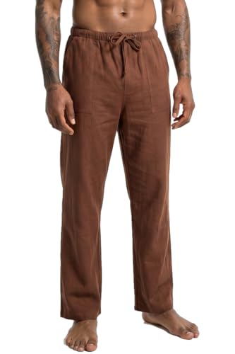 Pantalon d'été léger pour homme qui ne serre pas la taille en coton lin