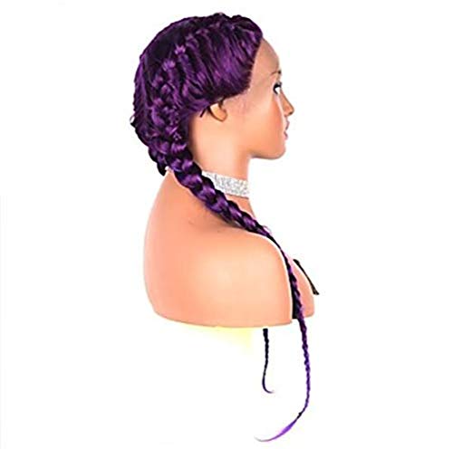 Perruque synthétique lace front violette tresse 20 pouces