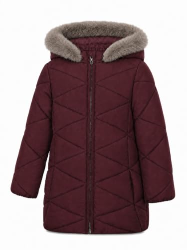 Image of SOLOCOTE Girls' Winter Puffer Coat with Sherpa Lined Faux Fur Hood Jacket