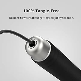 Jump Rope, Tangle-free Adjustable Speed Jumping Rope for Kids, Men, Women – Comfortable Foam Handles, Ball Bearing Skipping Rope for Fitness, Workout, Cardio, CrossFit, Non Weighted