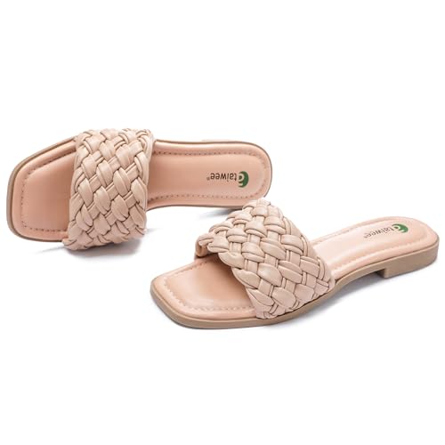 Ataiwee Women's Fashionable Elegant Flat Slide Sandals - Summer Braided Cross Strap Shoes
| Ataiwee Women's Elegant Sum
