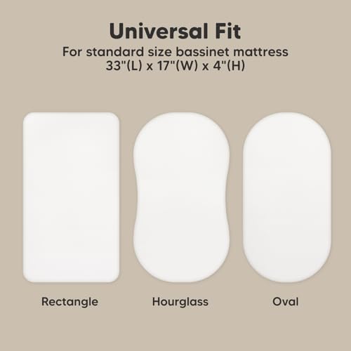 Image of 2-Pack Organic Bassinet Sheets for Girls, Boys - 100% Cotton Bassinet Mattress Sheets Compatible with Halo Bassinest Swivel Sleeper,Graco,Baby Delight,Chicco,Unisex Fitted Bassinet Sheets(Soft White)