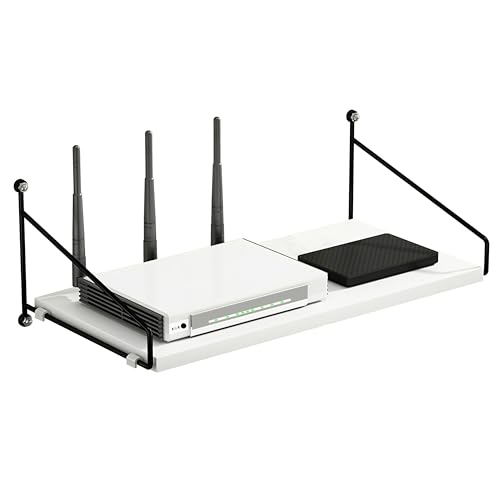 Étagère murale blanche pour cacher les câbles de routeur et modem