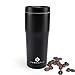 Produktbild HOMESTLY® Thermobecher (Schwarz) - Travel Mug, Thermobecher, passt ideal zu deinem smartPhone. Dieser Isolierbecher hat ein Fassungsvermögen von 480 ml, hält bis zu 7h heiß und 12h kalt, 100% dicht.
