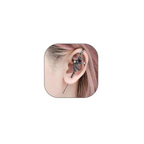 2Pcs Myth of the Moon Ear Hook Needle Piercing Earring Goth Climber Crawler Earrings Vintage Punk Moon Wrap Earrings Jewelry Accessory Present for Women Wife
