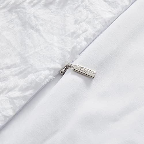 Image of Nestl Twin Duvet Cover Set - Boho Bedding Twin Size Duvet Cover, 2 Piece Tufted Double Brushed White Duvet Cover Twin with Zipper Closure, 1 Boho Duvet Cover 68x90 inches and 1 Pillow Sham