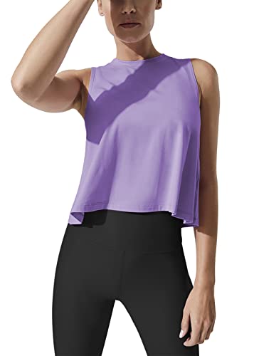 Image of Mippo Crop Tops for Women Womens Workout Tops Flowy Cropped Tank Tops Athletic Shirts