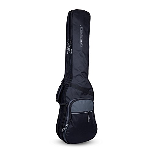 Image of Crossrock CRSG106DBBG Double 2x Bass Guitar Gig Bag -With Padded Adjustable backpack Straps, Black /Grey