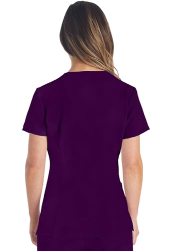 Dickies EDS Essentials Scrubs, V-Neck Womens Tops with Four-Way Stretch and Moisture Wicking DK615, M, Eggplant - image 5