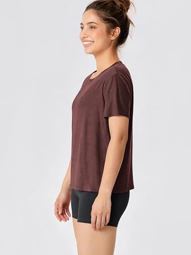 Image of ODODOS Women's Performance Cropped Tee Ultra Soft odSTRATUM Tech Short Sleeve Relaxed Top Crew Neck T-Shirts