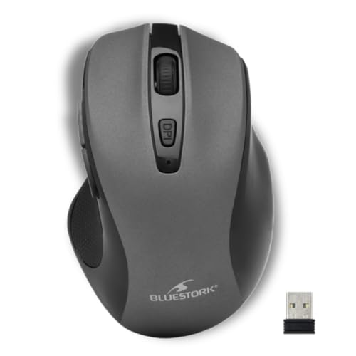 Bluestork M-WL-OFF75 - Souris sans Fil Double Connexion : Bluetooth & USB 2.4 Ghz - sans Fil Rechargeable, Ambidextre, Ergonomique - silencieuse pour PC/Mac...