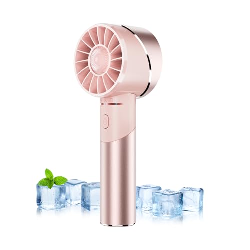 Wastou Ventilador de mano, USB Recargable Turbo Ventilador Portátil, 2600mAh Batería Mini Ventilador Personal, Pequeño Ventilador de mano de bolsillo para viajes Camping al aire libre (Rosa)