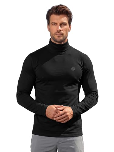Image of CHKOKKO Winter Wear Cotton Plain Full Sleeve Turtle Neck Regular Fit T Shirt For Men