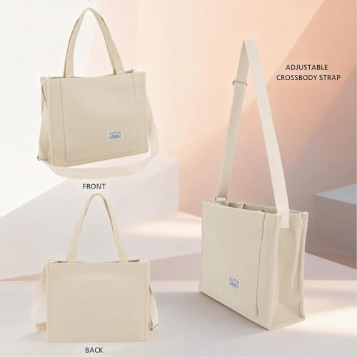 Bolso Tote ligero para mujer 2 piezas color off white miniatura 4