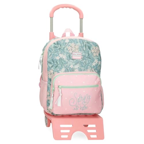 ROLL ROAD Spring is here Mochila Escolar con Carro Rosa 30x38x12 cms Poliéster 13,68L