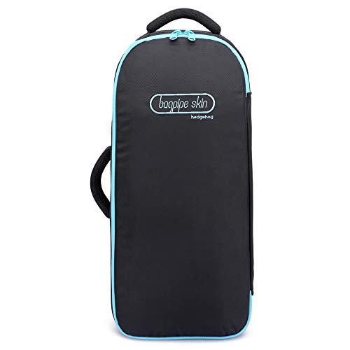 Gaita Case - Estuche rígido para gaita - Tubos Uilleann - Con bolsa de accesorios de tubo de relleno grueso y funda para lluvia incluida. (cremallera azul) Cover