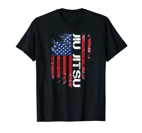 Camisa de cinturones de jiu jitsu brasileña con bandera americana vintage Camiseta