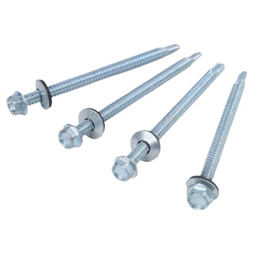 Vis autoperceuses 6,3 mm à tête hexagonale avec rondelle étanche pour fixation de tôle - 3