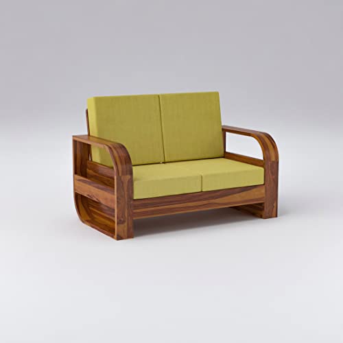 Image of Douceur Furnitures Solid Sheesham Wood 2 Seater Sofas | Two Seater Sofa for Living Room, Cafe, Office | (Design-3)