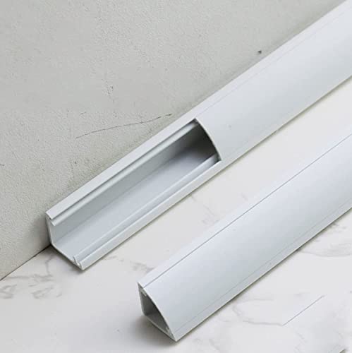 SSBZYES Bodenkabelabdeckung 2 x 1 m Länge, dreieckige Bodenkabelabdeckung, Selbstklebende PVC-Kabelschutz, Kabelmanagementlösung-White||14mm Cover