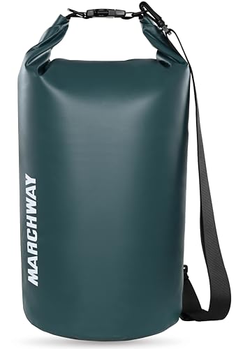 MARCHWAY Floating Waterproof Dry Bag Backpack 5L/10L/20L/30L/40L, Roll Top Sack Keeps Gear Dry for Kayaking, Rafting, Boating, Swimming, Camping, Hiking, Beach, Fishing (Blackish Green, 20L)